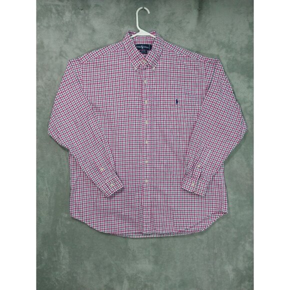 Ralph Lauren Shirt Mens XL Pink Plaid Blaire Long Sleeve Button Down Cotton - Picture 1 of 7